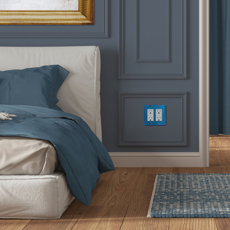 Enerlites Decorator/GFCI 2-Gang Metal Wall Plate - Polished Blue (3-Pack), Polished Blue