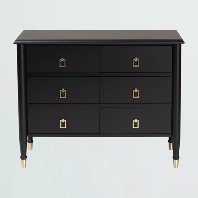 Ayu Black Wood Chest with Drawers - 6-Drawer Modern Transitional Bedroom Storage Unit