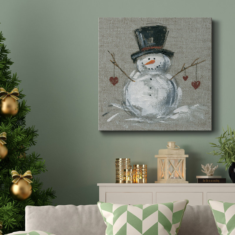 " Linen Snowman II ", 10" H x 10" W x 1" D
