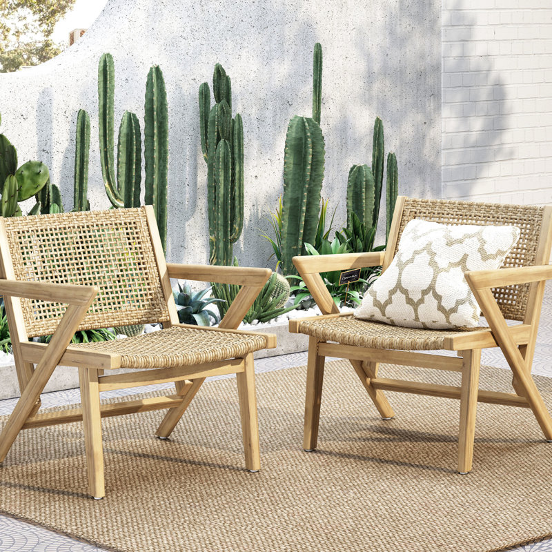 Chaises d'extérieur brunes - et 2 chaises transitionnelles en bois (de 2)