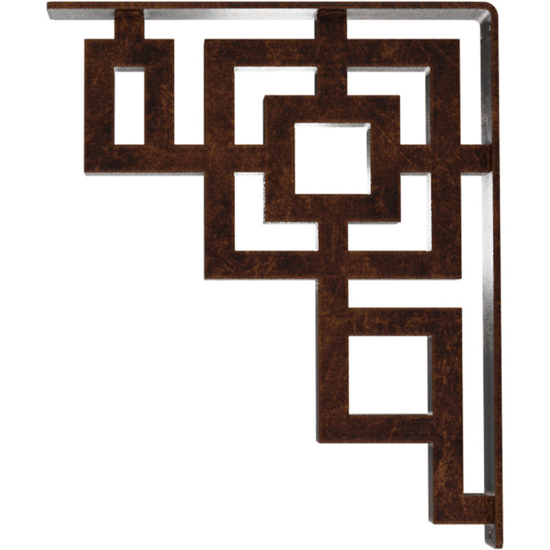 2"W x 12"D x 15"H Eris Wrought Iron Bracket, (Triple center brace), Antiqued Copper, Antiqued Copper, 15" H x 2" W x 12" D
