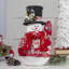 Décoration de Noël 12,5 "blanche et rouge sur pied avec pelle