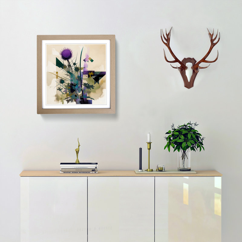 Thistle Suprematism No.1 - Framed Print, Oak