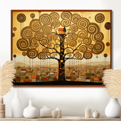 Art nouveau, arbre en spirale Pittoresque Town I - arbre, art mural de salon