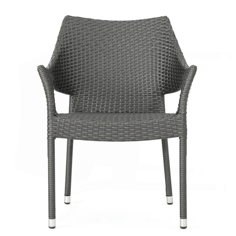 GREY PE WICKER STACKING ARMCHAIR,1PC