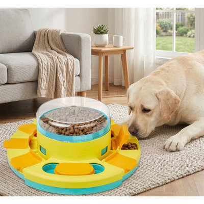 2-Level Dog Puzzle Toy, Slow Feeder, Treat Dispensing for IQ Training, 4.2" Height, for All Breeds