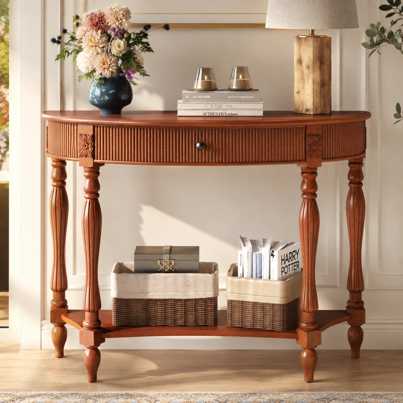 Console demi-lune Velmont, Brown