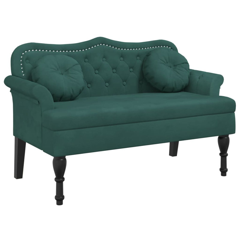 Chineta 47” W Small Loveseat, Velvet Chesterfield Sofa, 2 Seater Couch for Living Room, Dark Green