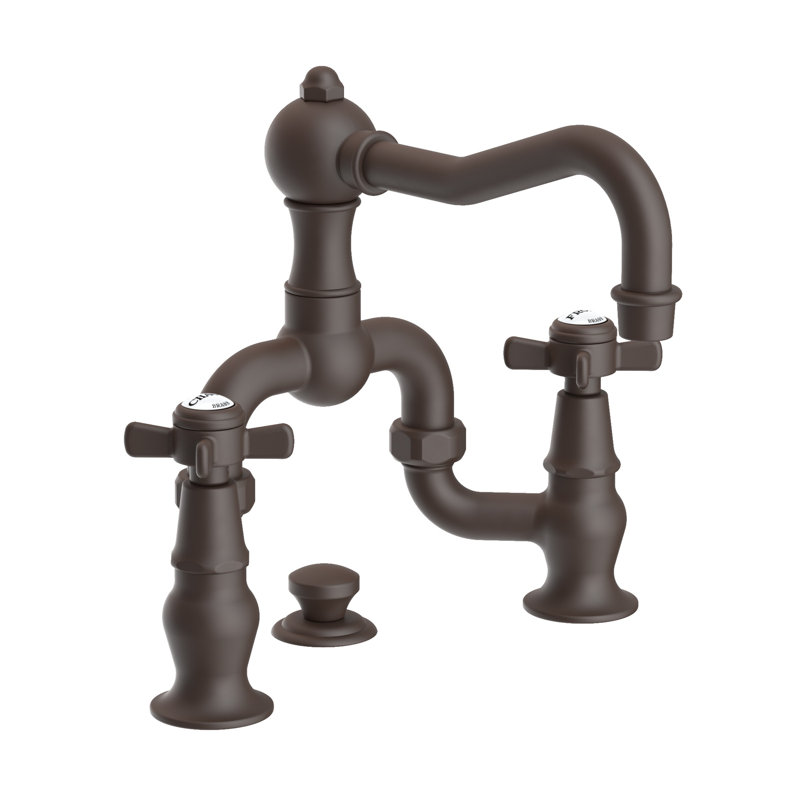 Chesterfield Bathroom Bridge Faucet with Drain Assembly, Oil Rubbed Bronze, Bridge
