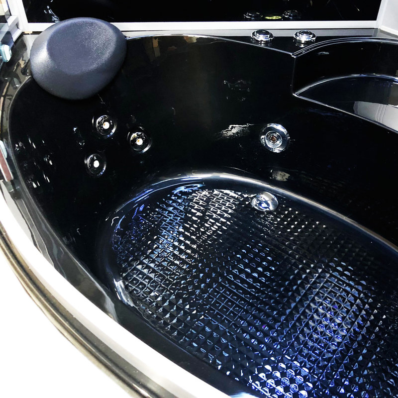 VIENNA 51" x 51" Corner Whirlpool Shower Tub Combo with Dual Pump, Heater, Chromotherapy & Tempered Glass Enclosure