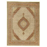 Hand Knotted Area Rug in Cream And Rust