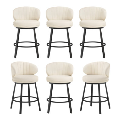 Modern Upholstered Swivel Bar Stools With Metal Frame