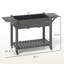 Lit de jardin surélevé, pot à fleurs surélevé en bois, avec roues verrouillables, tables d'appoint, tablette inférieure, trous de bonde-1102430984