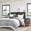 Édredon en coton avec capitonnage en chenille - 2 taies décoratives à motif botanique moderne / grand gris réversible pour une impression élégante-118742864
