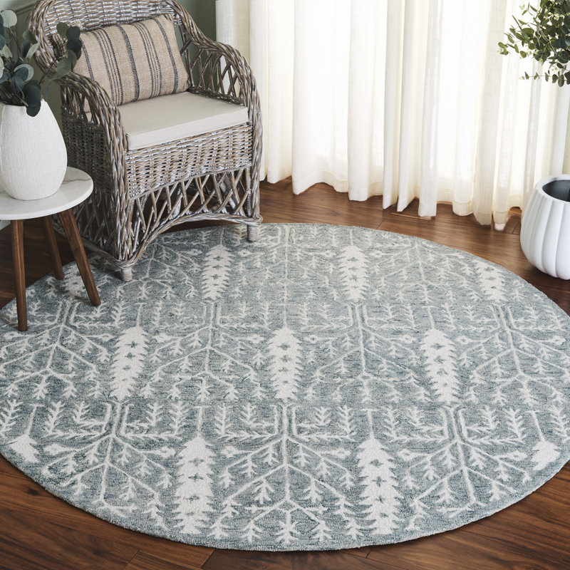 Hand-Tufted Wool and Cotton Area Rug, Round 6'