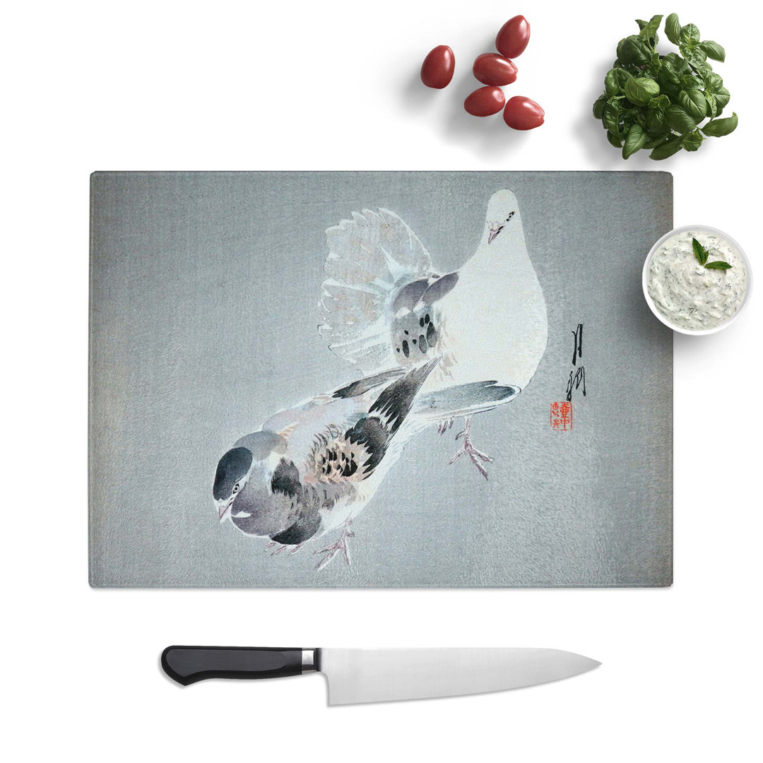 Tempered Glass Two Doves by Ogata Gekko Chopping Board