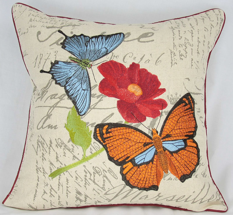 Coussin décoratif sur le jeté Papillion, Plumes