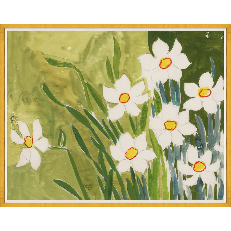 Fleur Blanche Print by Paule Marrot, Gold Framed, 43" H x 54" W x 1.25" D