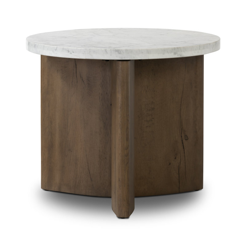Table de bout Iddo, Marbre blanc italien / fauve rustique