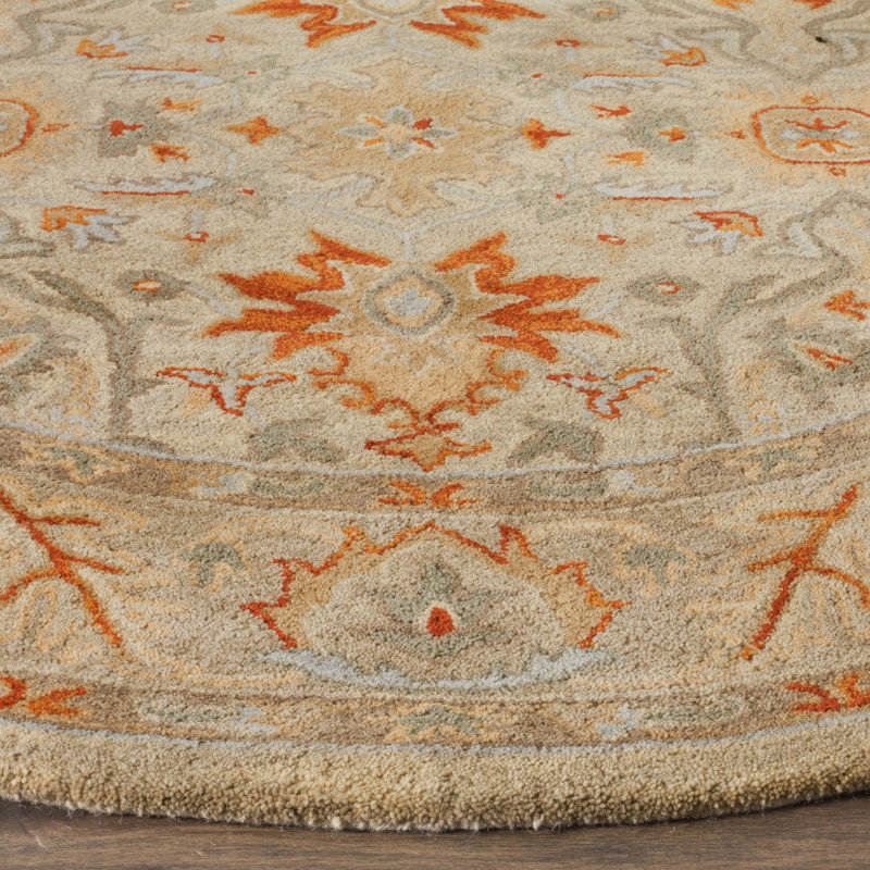 Armintha Oriental Hand-Tufted Wool Beige/Gray/Orange Area Rug, Rectangle 2' x 3'