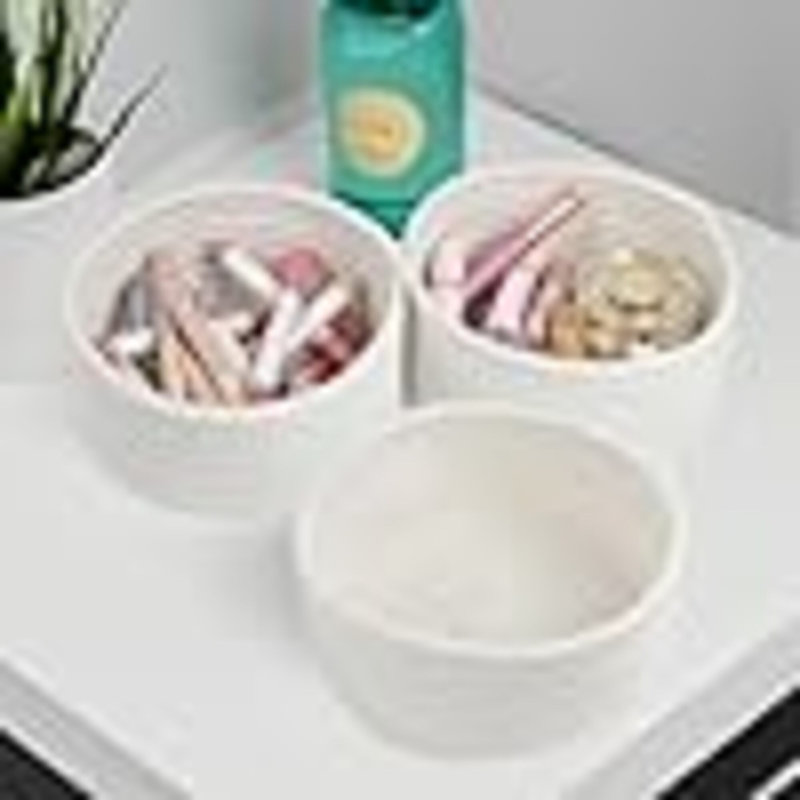 Small Basket, Set Of 3 Small Woven Baskets, Cotton Rope Baskets For Organizing, Cute Mini Tiny Baskets For Nursery, Decorative Boho Round Storage Basket Bathroom Organization Bin