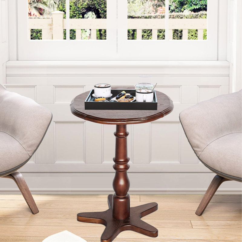 Petite table de bout ronde de 15,95 pouces au fini noyer, de style simple, pouvant servir de support à plante ou de table à boisson, petite table de bout ronde facile à installer, couleur noyer, conception simple, support à plante,