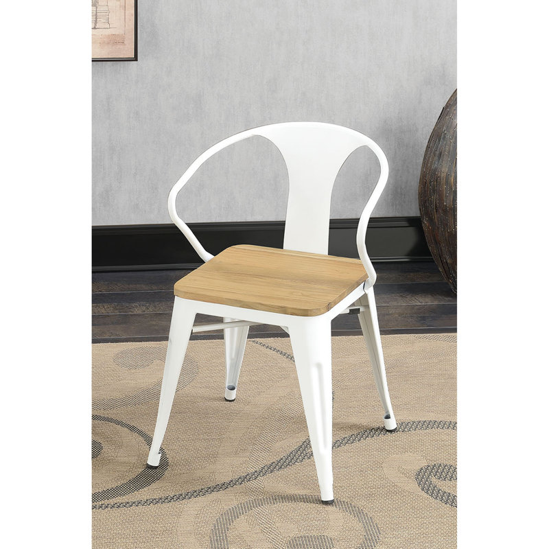 Chaise avec accoudoirs en métal Kreig, Blanc