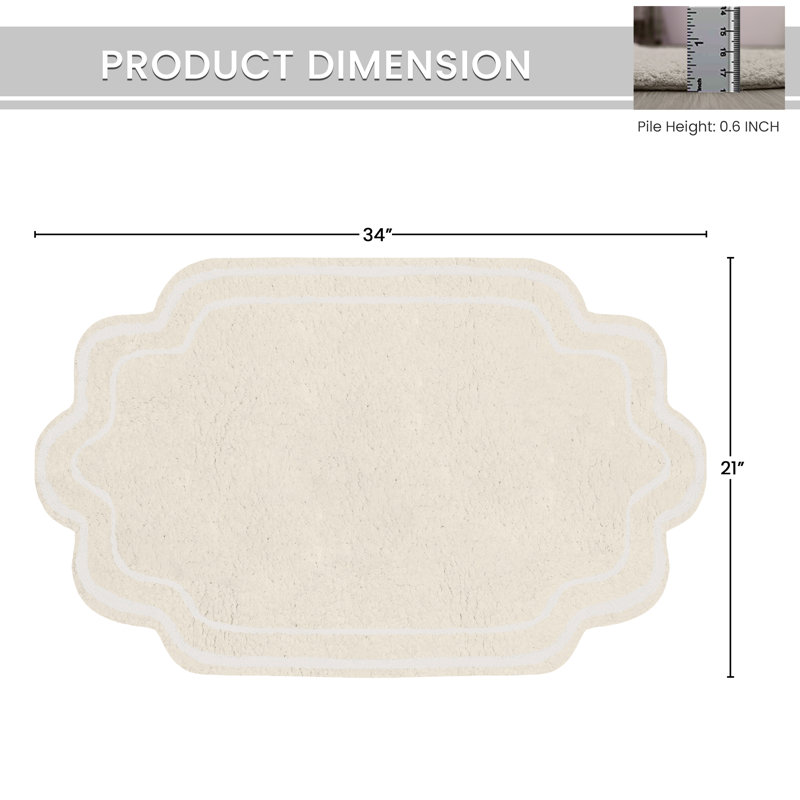 Tapis pour salle de bain Dobrinka, Ivoire ivoire, 21 po x 34 po (rectangulaire)