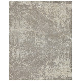 Hand Knotted Abstract Area Rug in Ivory/Beige