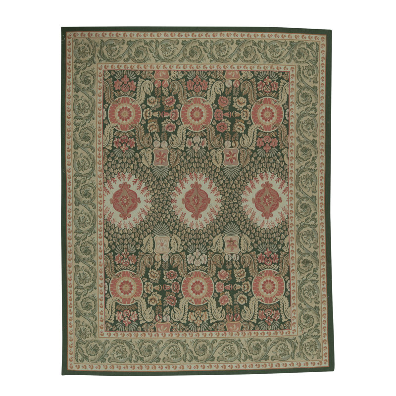 Tapis vert noué à la main de haute qualité
