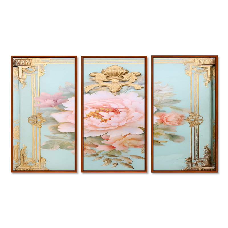 Baer - ensemble de décorations murales pivoines, Brun, H 32 po x l 48 po