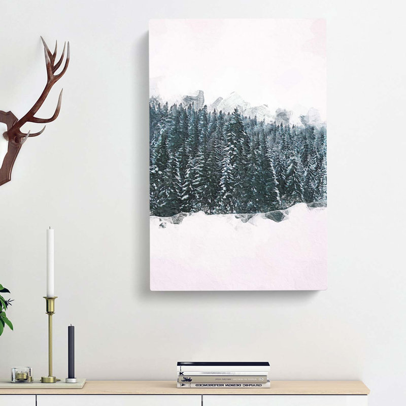 Fir Tree Forest in Winter in Abstract - Wrapped Canvas, 76cm H x 50cm W x 3cm D