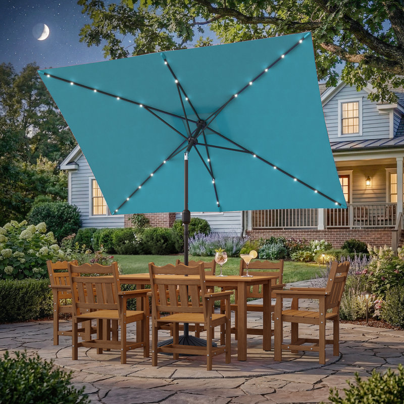 Parasol de marché rectangulaire lumineux 120 po x 78 po Odis, Turquoise