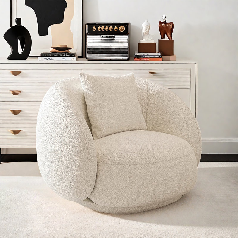 Simple Lamb Wool Solid Color White Sofa