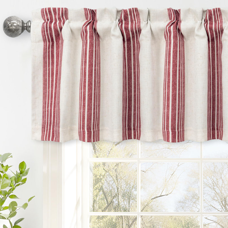 Akhill Striped Tailored Window Valance, Red, 52" W x 14" L