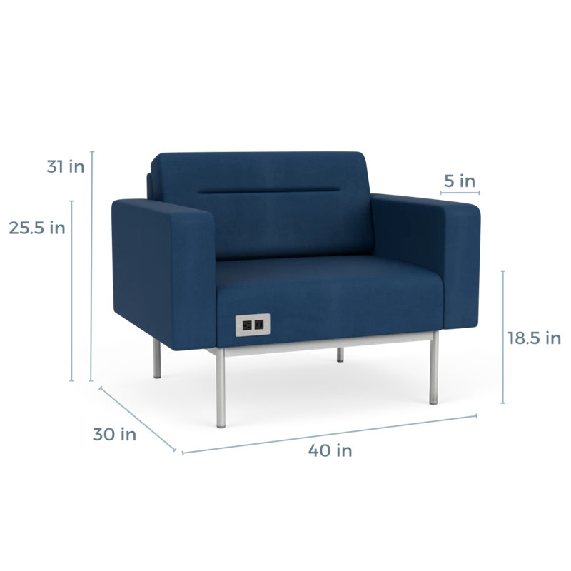 Fauteuil de réception avec accoudoirs Darsey, Argent argent, Patriot Plus Blue Ridge, Avec alimentation