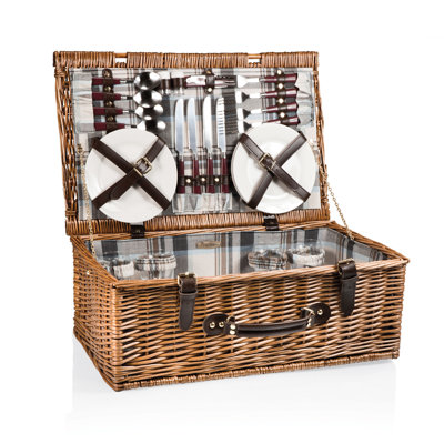 Newbury Wicker Picnic Basket with 4 Person Picnic Set
