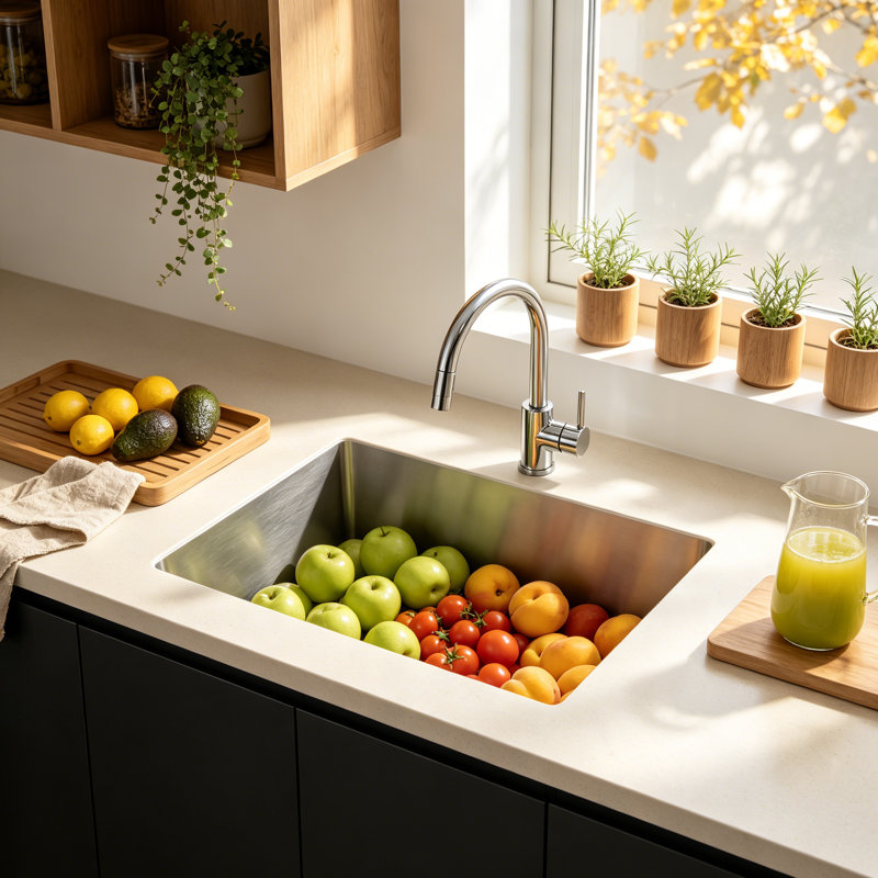 Évier de cuisine et de bar encastré à simple cuve en acier inoxydable, 27*19, Nickel brossé