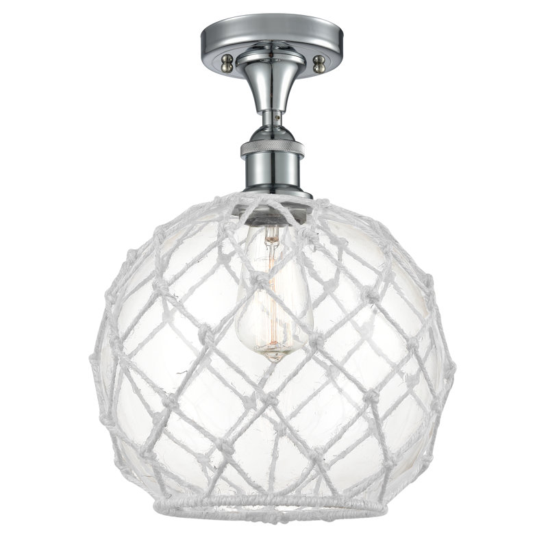 Plafonnier semi-encastré à 1 lumière 10 po Brianna, Ampoule non incluse, Transparent/blanc, Chrome poli