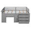 Lit mezzanine simple avec armoire et tablette - gris