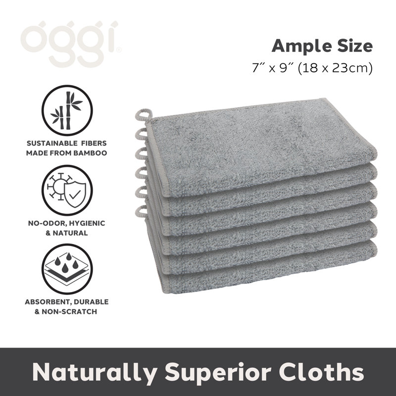 Ensemble de 6 linges de cuisine unis, Gris