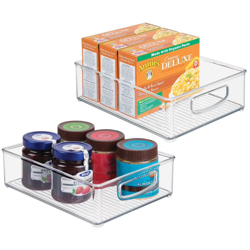 iDesign Plastic Stackable Pantry Bin with Handles - Set of 2 - Clear