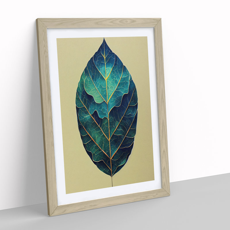 Leaf Painted - Framed Print, 64cm H x 46cm W x 2cm D, Oak