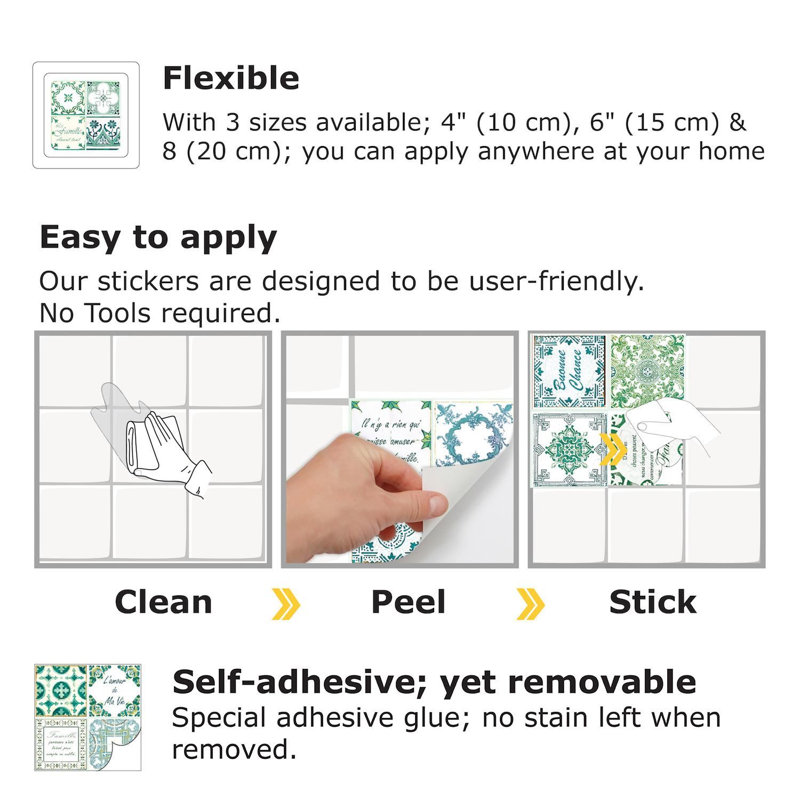 PVC Peel & Stick Mosaic Tile, Green