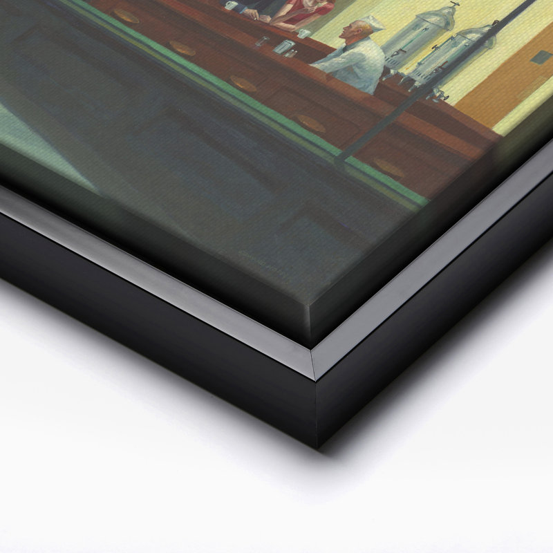 Edward Hopper - Nighthawks, Black Framed, Canvas, 11"H x 14"W