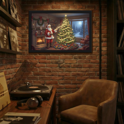 Arbre de Noël de Noël père Noël décorant