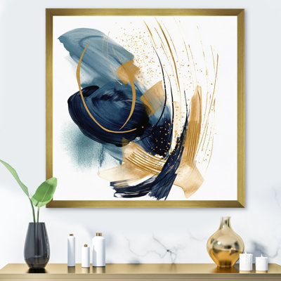 «Dark Blue and Gold Strokes XVII», reproduction d'art sur toile