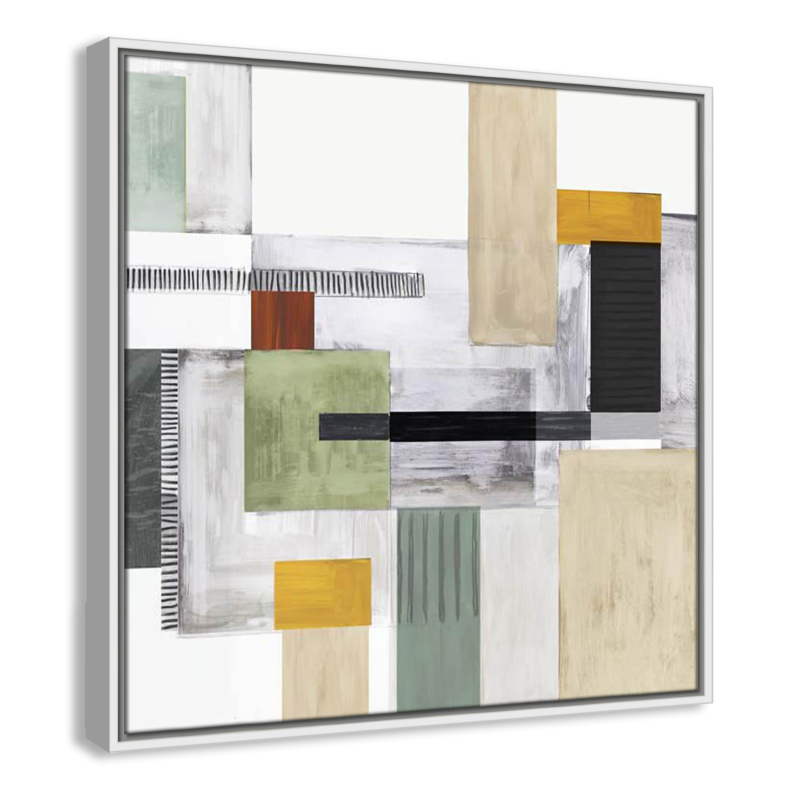Playful Blocks Print, 25.5" H x 25.5" W x 2" D, White Floater Framed