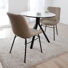 Ensemble de table de salle à manger 3 pièces avec plateau en marbre, piédestal noir et 2 chaises rembourrées beiges