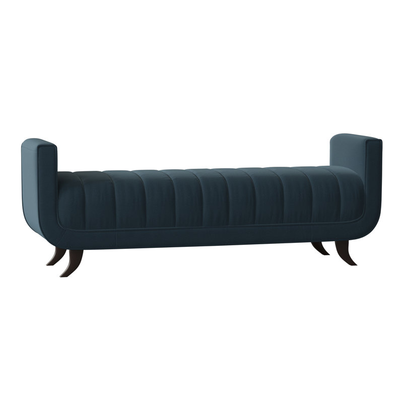 Salon Upholstered Bench, American Walnut, Margaret Lagoon